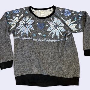 PINK Victoria’s Secret Sequin Snowflake Heart Sweatshirt Large Oversized